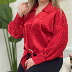 تصویر  شومیز گره ای ساتن یلدایی