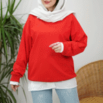 تصویر  ست دوتیکه(شومیز سفید+دورس قرمز)