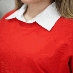 تصویر  ست دوتیکه(شومیز سفید+دورس قرمز)