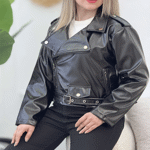 تصویر  کت چرم پایین کمربندی