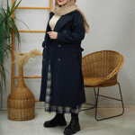 تصویر  پالتو فوتر بلند کمردار