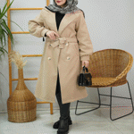 تصویر  پالتو فوتر بلند کمردار