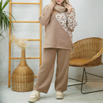 تصویر  ست بافت و شلوار پلنگی