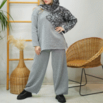 تصویر  ست بافت و شلوار پلنگی