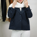 تصویر  کت کتان کوتاه جیب نما