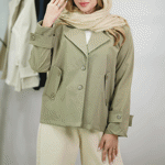 تصویر  کت کتان کوتاه جیب نما