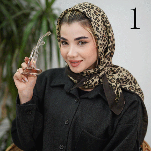 تصویر  روسری نخی پلنگی