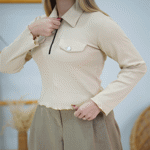 تصویر  بلوز فانریپ نیم زیپ