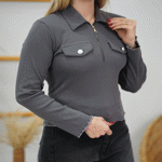 تصویر  بلوز فانریپ نیم زیپ