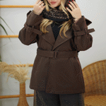 تصویر  بارونی کلاه دار کمربندی