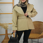 تصویر  بارونی کلاه دار کمربندی