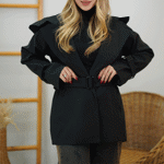 تصویر  بارونی کلاه دار کمربندی