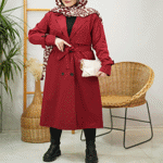 تصویر  بارونی جلو ژیله کمربندی بلند