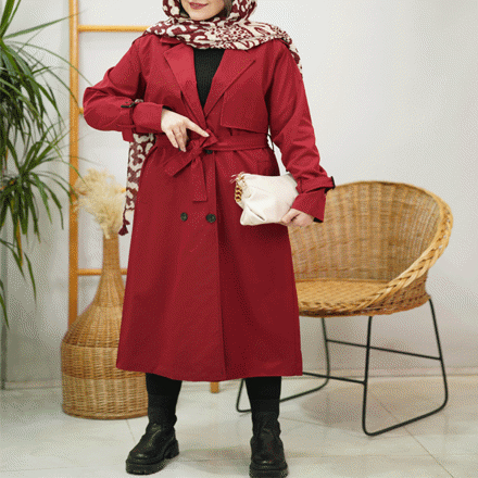 تصویر  بارونی جلو ژیله کمربندی بلند