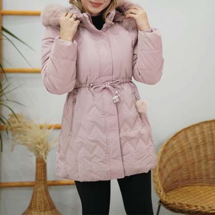 تصویر  کاپشن کمرگتر پوم دار