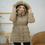 تصویر  کاپشن کمرگتر پوم دار