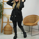 تصویر  کاپشن کمرگتر پوم دار