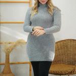 تصویر  گپ بافت یقه اسکی بلند