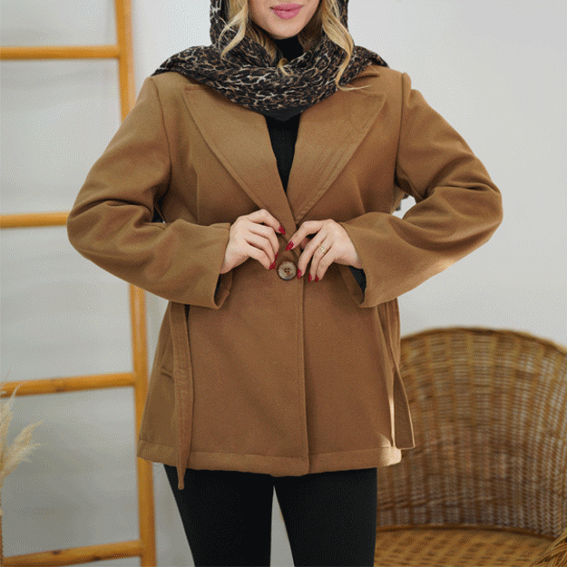 تصویر  پالتو فوتر تک دکمه کوتاه