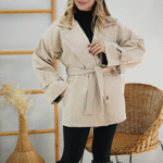 تصویر  بارونی 4دکمه کمردار