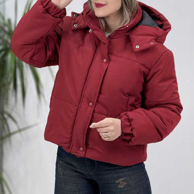 تصویر  کاپشن باکسی کلاه دار