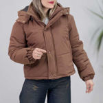 تصویر  کاپشن باکسی کلاه دار