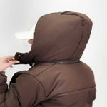 تصویر  کاپشن باکسی کلاه دار