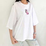 تصویر  تیشرت باکسی پلنگ صورتی