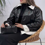 تصویر  کت چرم خز دار 2جیب