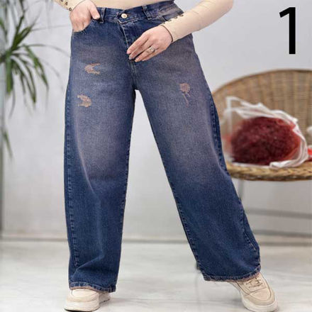 تصویر  شلوار جین نیم بگ