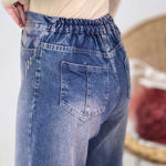 تصویر  شلوار جین نیم بگ