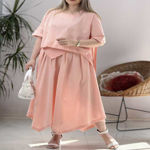 تصویر  ست شومیز و دامن شلواری لینن