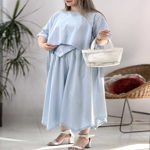 تصویر  ست شومیز و دامن شلواری لینن