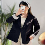 تصویر  کت تک دکمه آستین راه راه