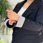 تصویر  کت تک دکمه آستین راه راه