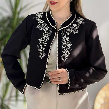 تصویر  کراپ کت مغزی دوزی مزونی