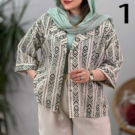 تصویر  مانتو کتی لینن طرحدار