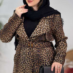 تصویر  کت پلنگی کمربندی