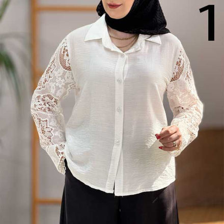 تصویر  شومیز آستین دانتل