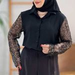 تصویر  شومیز آستین دانتل