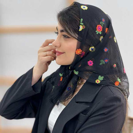 تصویر  مینی اسکارف توری گل