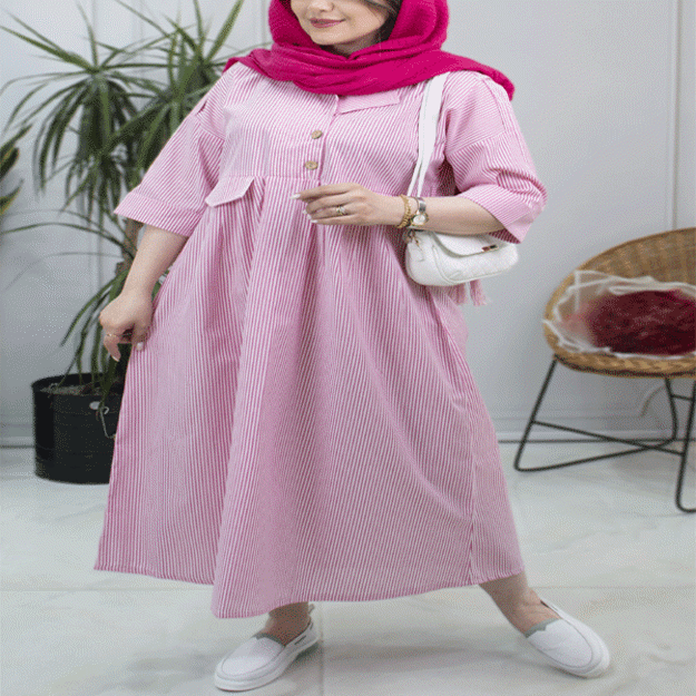 تصویر  کفتان نخ لینن راه راه