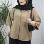 تصویر  مانتو شانتون آستین پاکتی