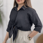 تصویر  شومیز گره ای مشکی