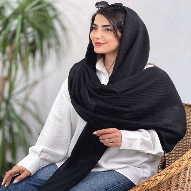 تصویر  شال مشکی دندون موشی
