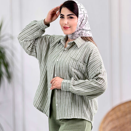 تصویر  شومیز راه راه تک جیب