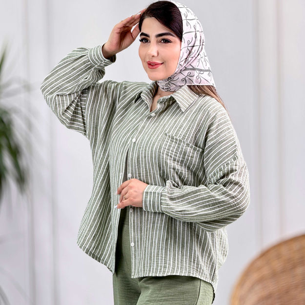 تصویر  شومیز راه راه تک جیب