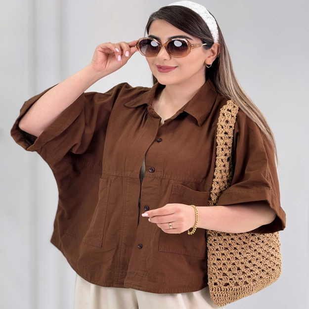تصویر  شومیز لینن پانچ 2جیب