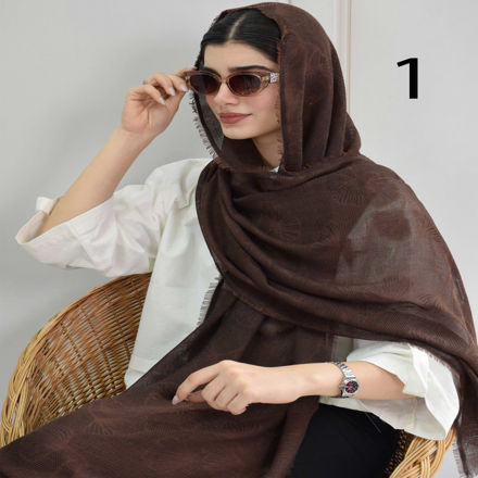 تصویر  شال نخ حصیری طرحدار