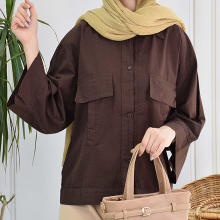 تصویر  شومیز لینن 2 جیب نما